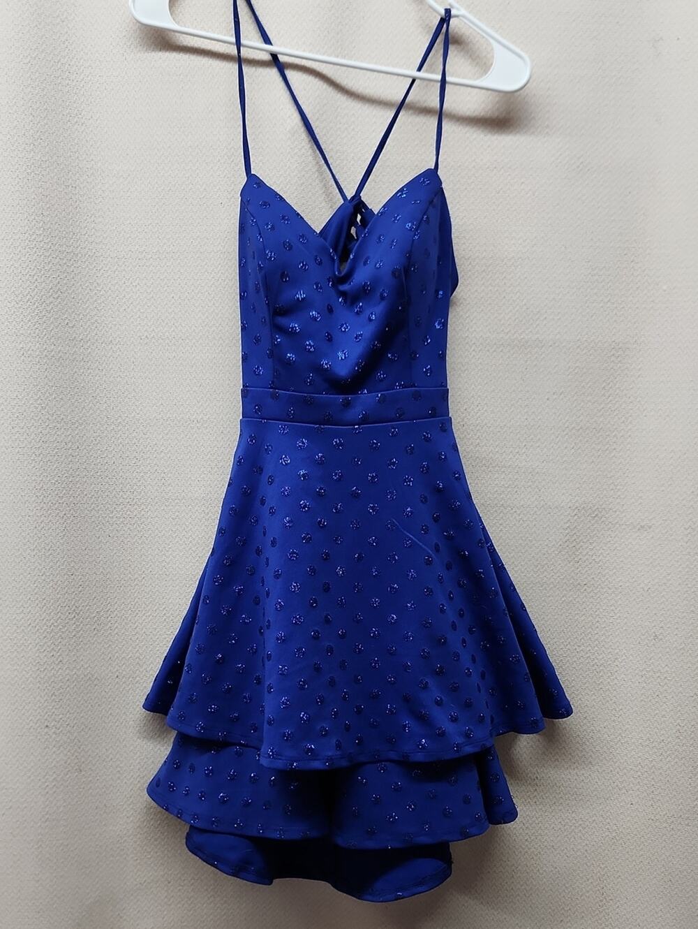 City Triangles Royal Blue Beaded Fit-and-Flare Prom Dress